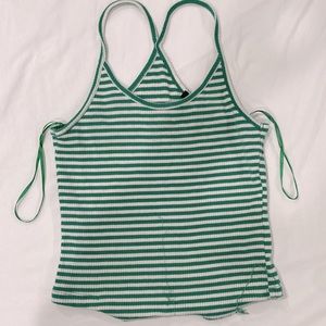 Green and white striped tank top